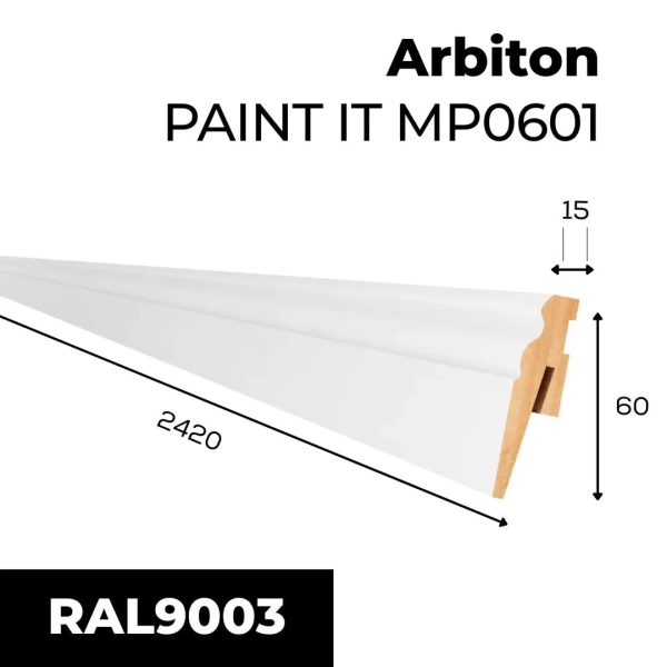 Listwa przypodłogowa MDF Arbiton PAINT IT - biały MP0601