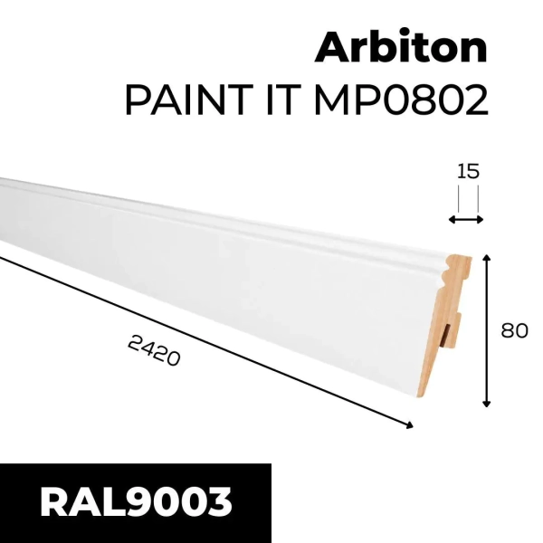 Listwa przypodłogowa MDF Arbiton PAINT IT - biały MP0802