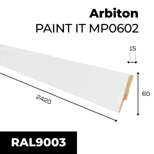 Listwa przypodłogowa MDF Arbiton PAINT IT - biały MP0602