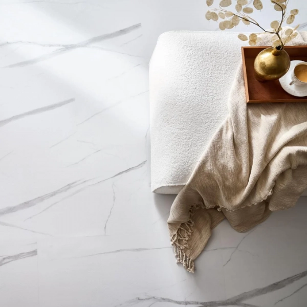 Płytki winylowe - Afirmax BiClick XXL Stone - Snow Carrara - 91,4 x 45,7 cm - panele podłogowe na klik