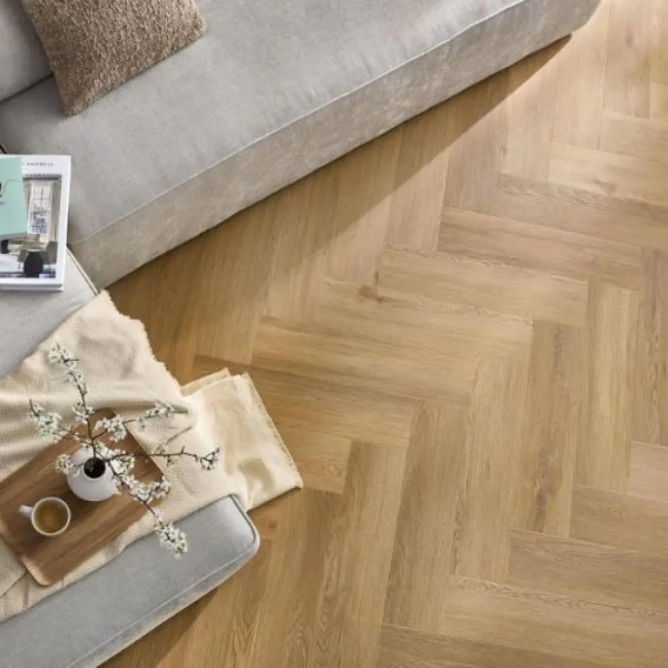 Panele winylowe jodełka z podkładem Arbiton Amaron Herringbone EIR Acoustic - Dąb Burbon - panele podłogowe na klik