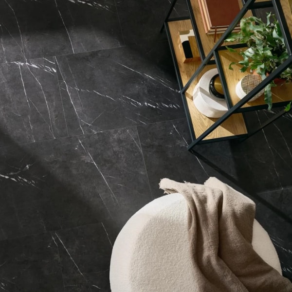 Płytki winylowe - Afirmax BiClick XXL Stone - Black Carrara - 91,4 x 45,7 cm - panele podłogowe na klik