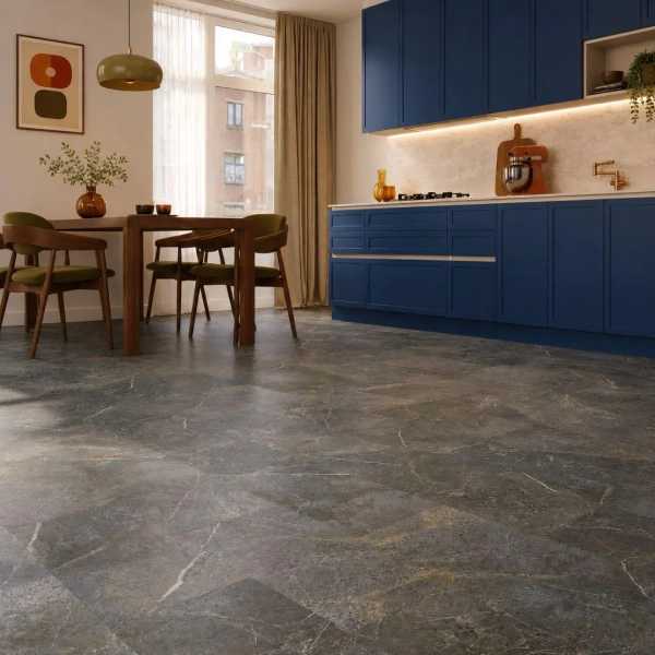 Płytki winylowe - Afirmax BiClick XXL Stone - Grey Carrara - 91,4 x 45,7 cm - panele podłogowe na klik