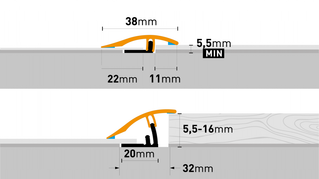 Number 2 of Listwa progowa Arbiton PRODUO 38 - szczotkowany tytan B3 - 38 mm x 186 cm - listwa panel-płytka/różnica poziomów